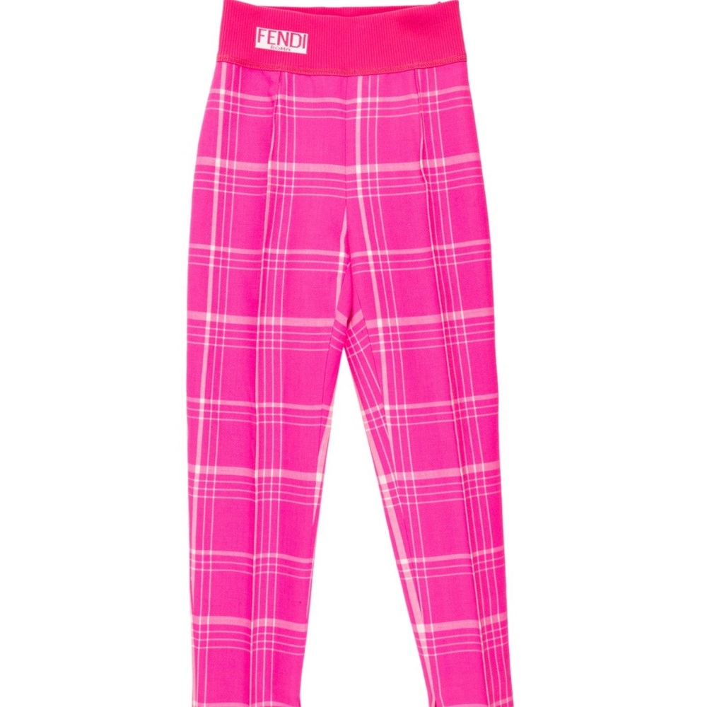 Fendi 2017 Collection,Virgin Wool,High Rise,elasticized waist, Plaid Pants.
